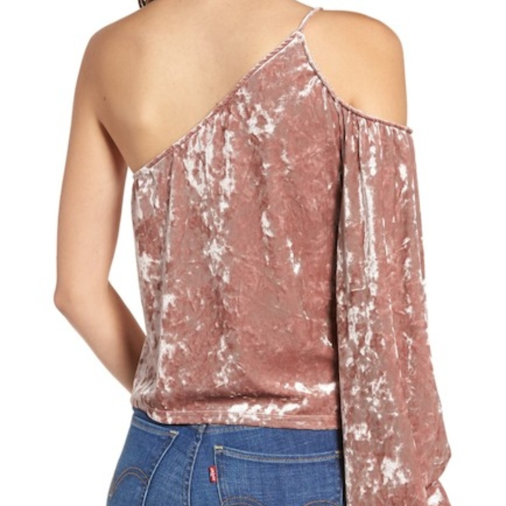 ❤️HP❤️ New! Leith One-Shoulder Velour Top in Pink - Picture 3 of 6